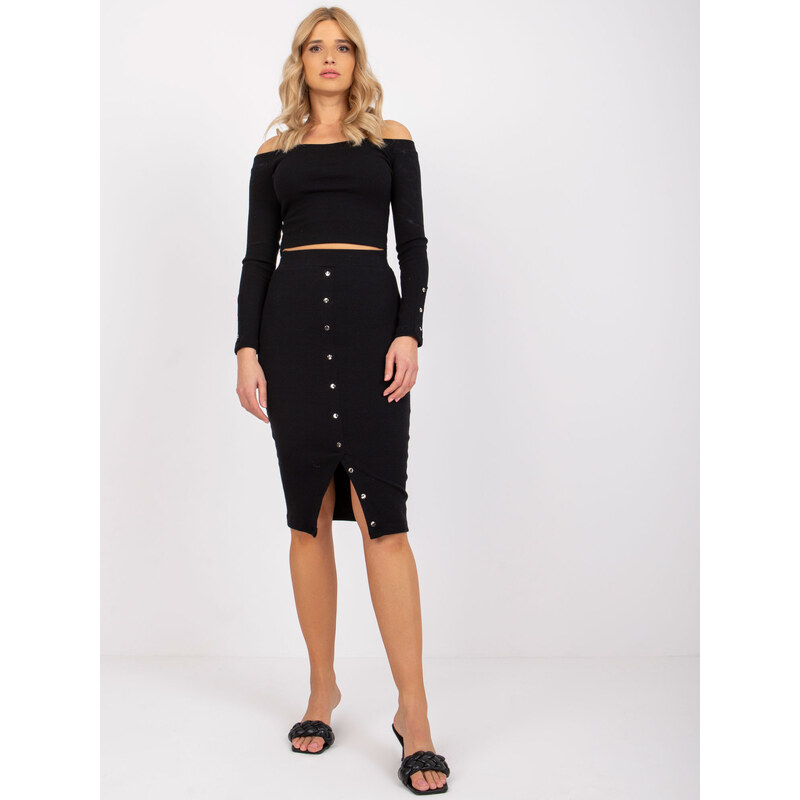 RUE PARIS Čierny komplet topu a sukne Lina RV-KMPL-7524.34-black 57949287