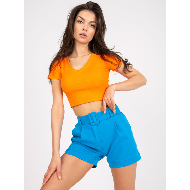 ITALY MODA Modré elegantné šortky s opaskom -DHJ-SN-15776.01Pblue 57950160