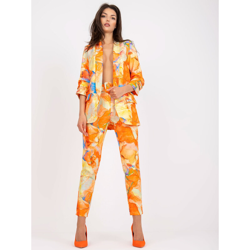 ITALY MODA Oranžové vzorované sako DHJ-MA-7684A-1.22X-orange 57950142