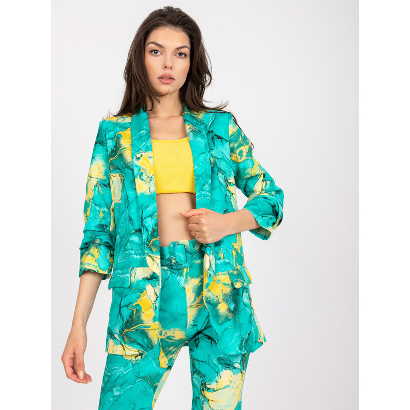ITALY MODA Zeleno-žluté vzorované sako DHJ-MA-7684A-1.22X-green 57950145