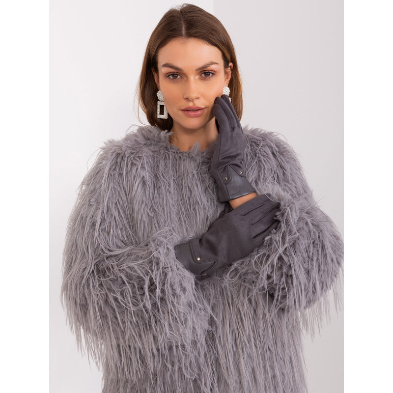 ITALY MODA Tmavosivé semišové rukavice -AT-RK-239507.94P-dark grey 57954152