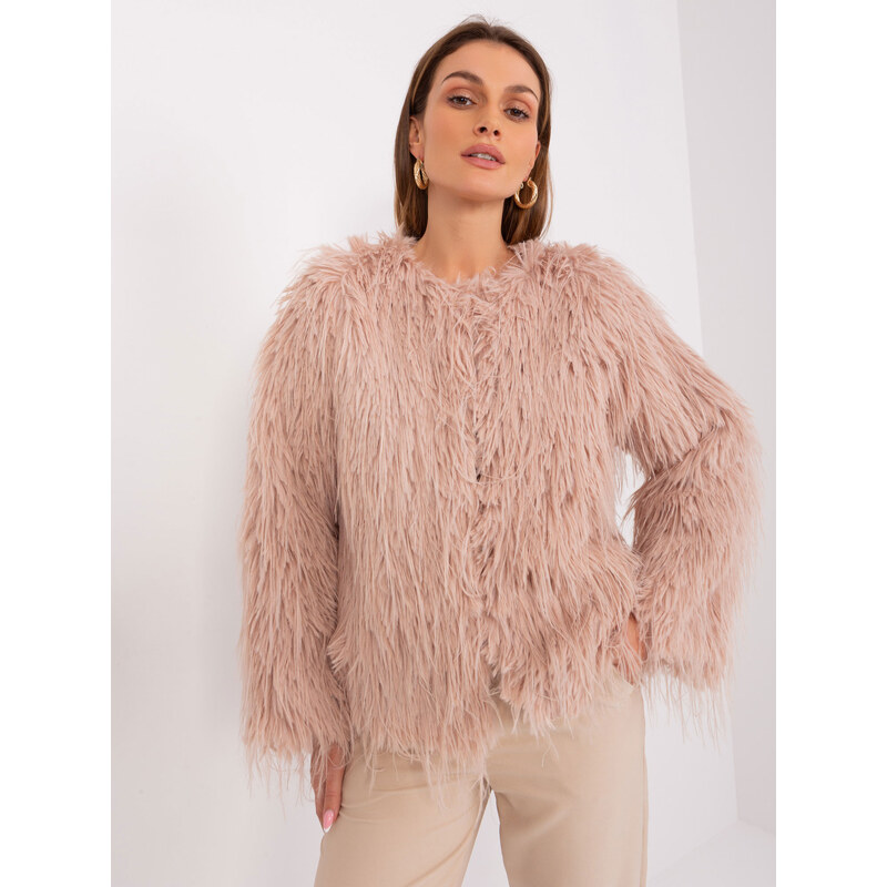 ITALY MODA Púdrový dámsky kožúšok AT-KR-2359.96P-dark pink 57954173