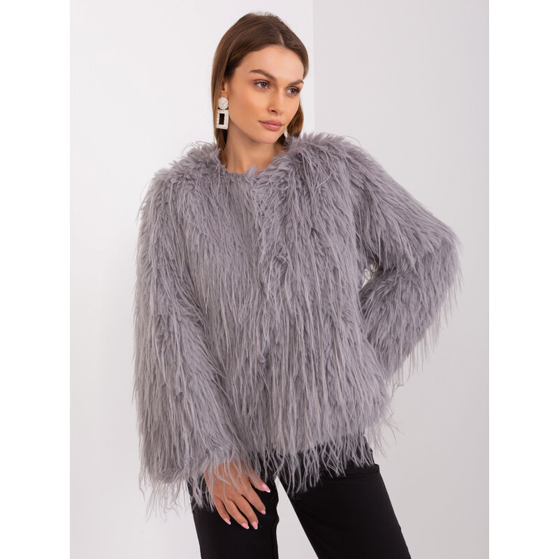 ITALY MODA Sivý dámsky kožúšok AT-KR-2359.96P-light grey 57954175