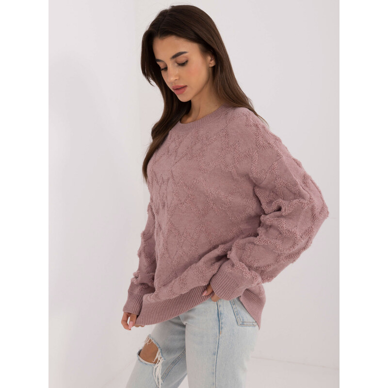 ITALY MODA Svetlofialový dámsky oversize sveter AT-SW-2361.61-light 57956176