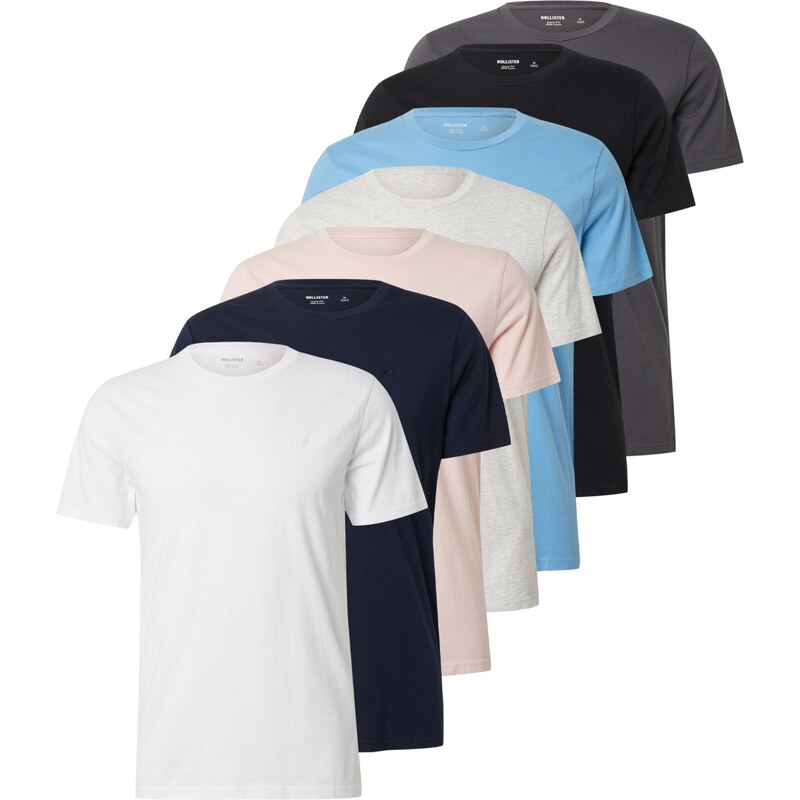 HOLLISTER Tričko námornícka modrá / svetlomodrá / tmavosivá / púdrová 63067440