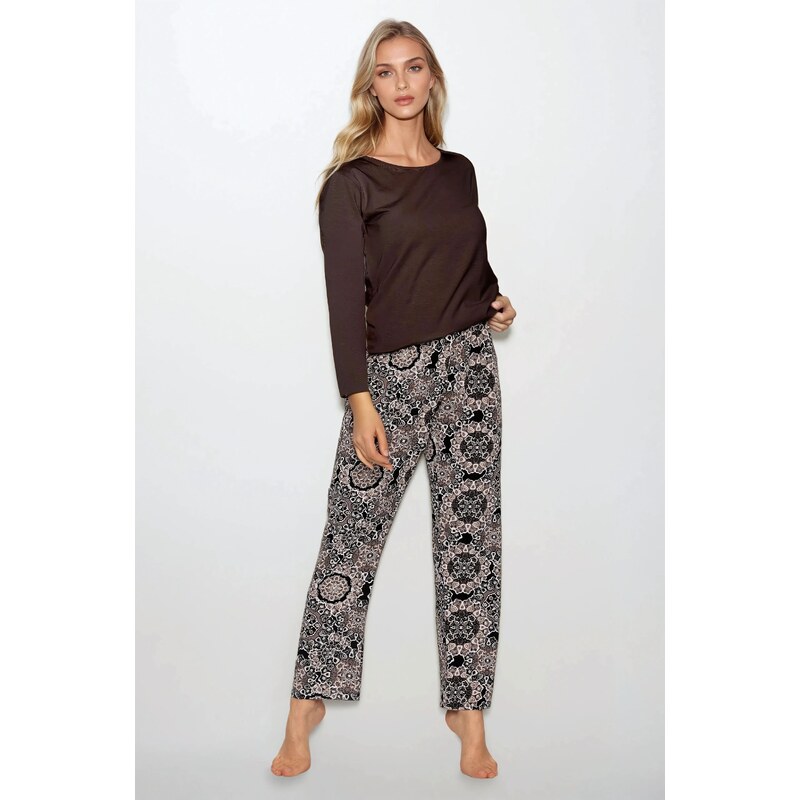 Momenti Per Me Luxusné elegantné dámske pyžamo Boho Cafe, Farba hnedá 63035457
