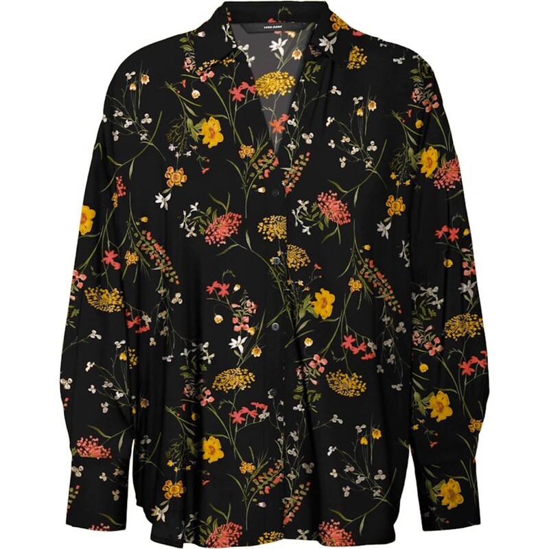 VERO MODA Blúzka VMEASY JOY tmavožltá / zelená / tmavooranžová / 63152899