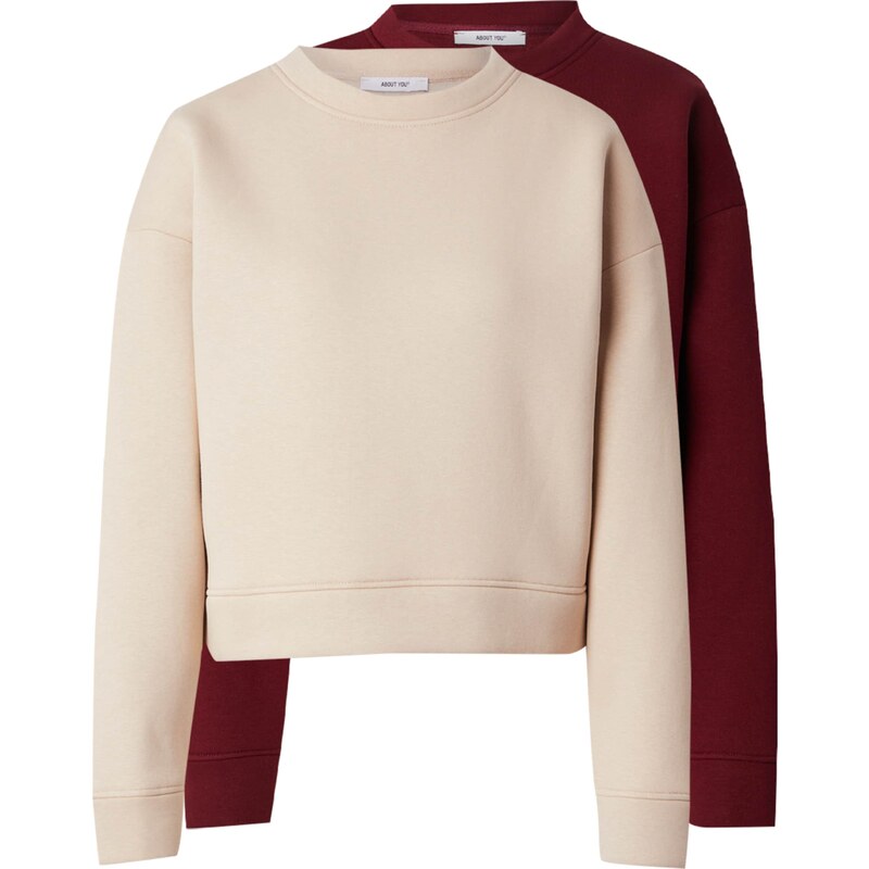 ABOUT YOU Mikina Daniela svetlobéžová / bordová 63038391
