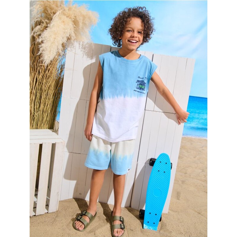 Sinsay - Batikované šortky - svetlomodrá 65742985