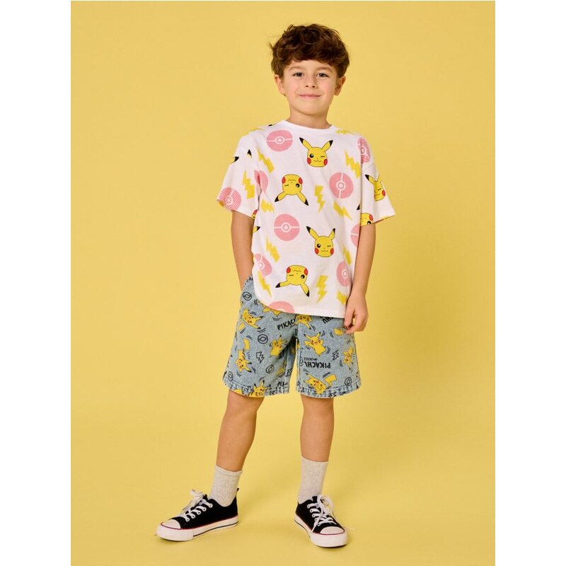 Sinsay - Rifľové kraťasy Pokémon - tyrkysová 65761627