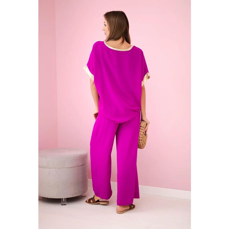 MladaModa Viskózový komplet so zlatým lemovaním model 5444-1 tmavý 63044473