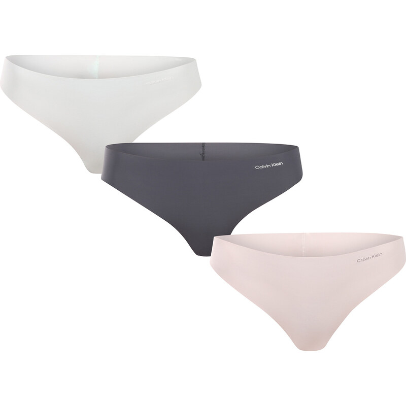 3PACK dámske tangá Calvin Klein bezšvová viacfarebná (QD3558E-WAK) 63051255