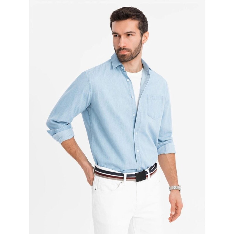 Ombre Clothing Módna svetlo modrá pánska košeľa V1 SHDS-0181 63047931
