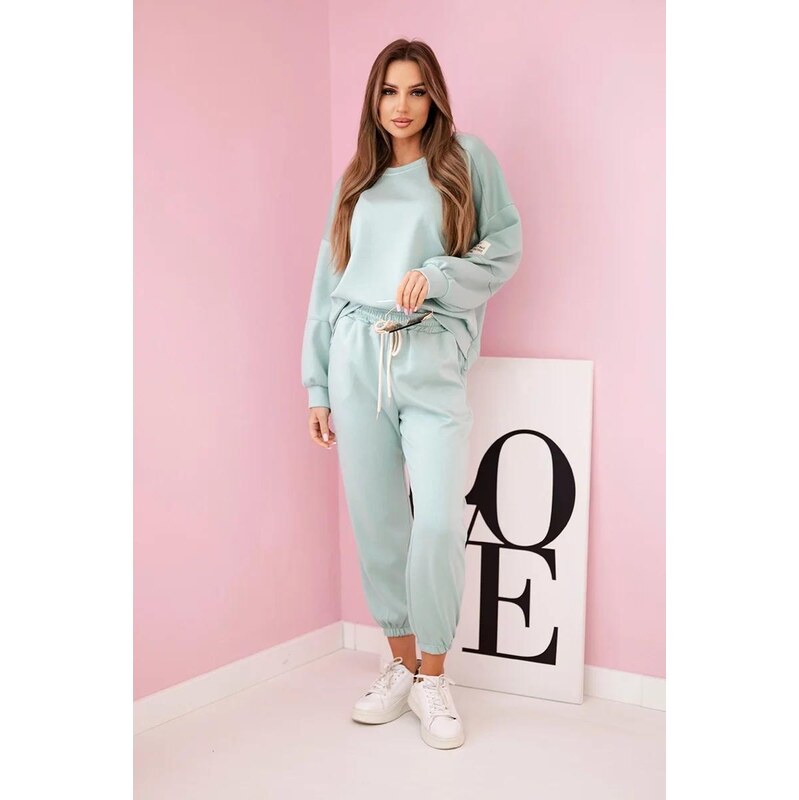 MladaModa Viskózová tepláková súprava model 7065P tmavá mentolová 63051315