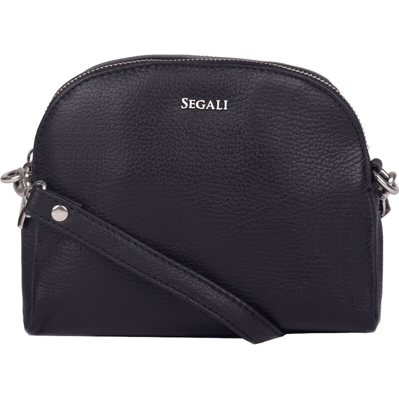 SEGALI Dámska kožená crossbody kabelka 12 Black 66593718