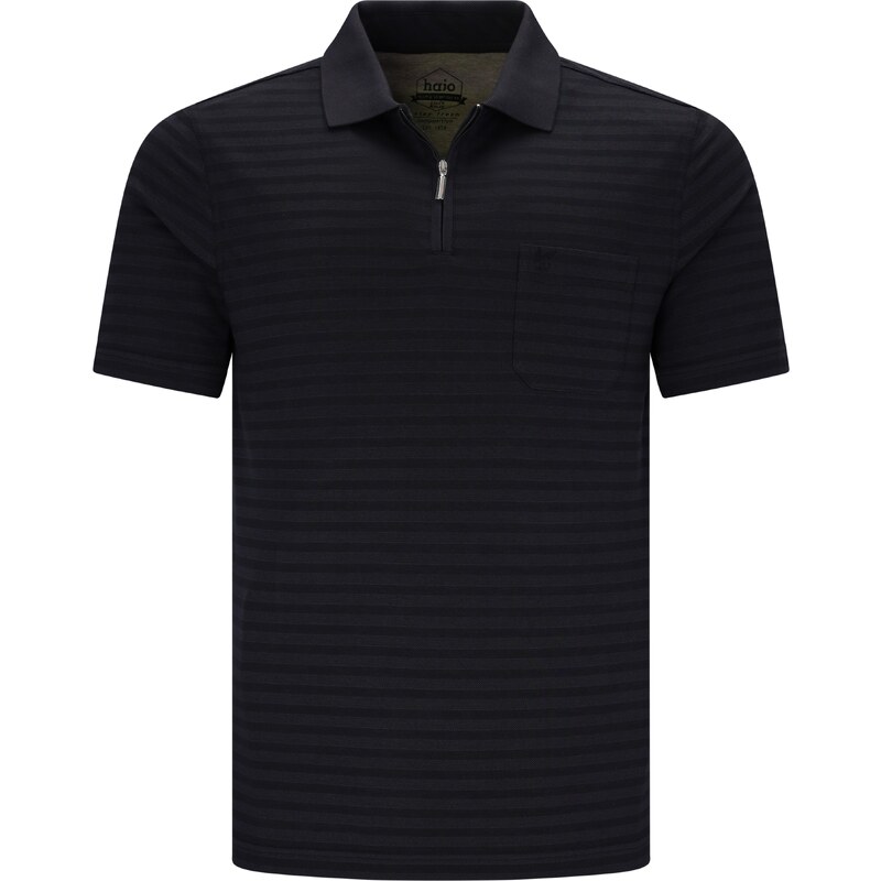 Pánska čierna stay-fresh polokošeľa so zipsom HAJO 63053637