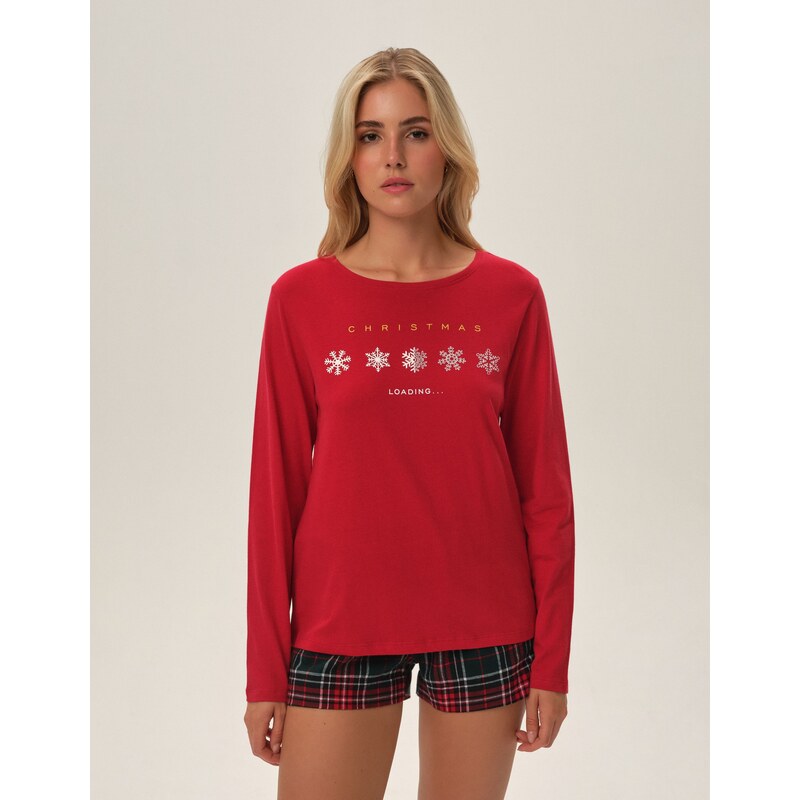 Henderson Ladies Dámske vianočné pyžamo Feli 41898-33X červené, Farba 63053646