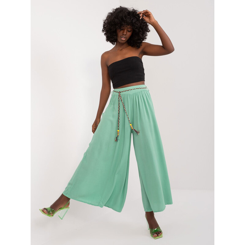 BASIC Pistáciové ľahké voľné nohavice TW-SP-BI-81733.14-pistachio 52672326