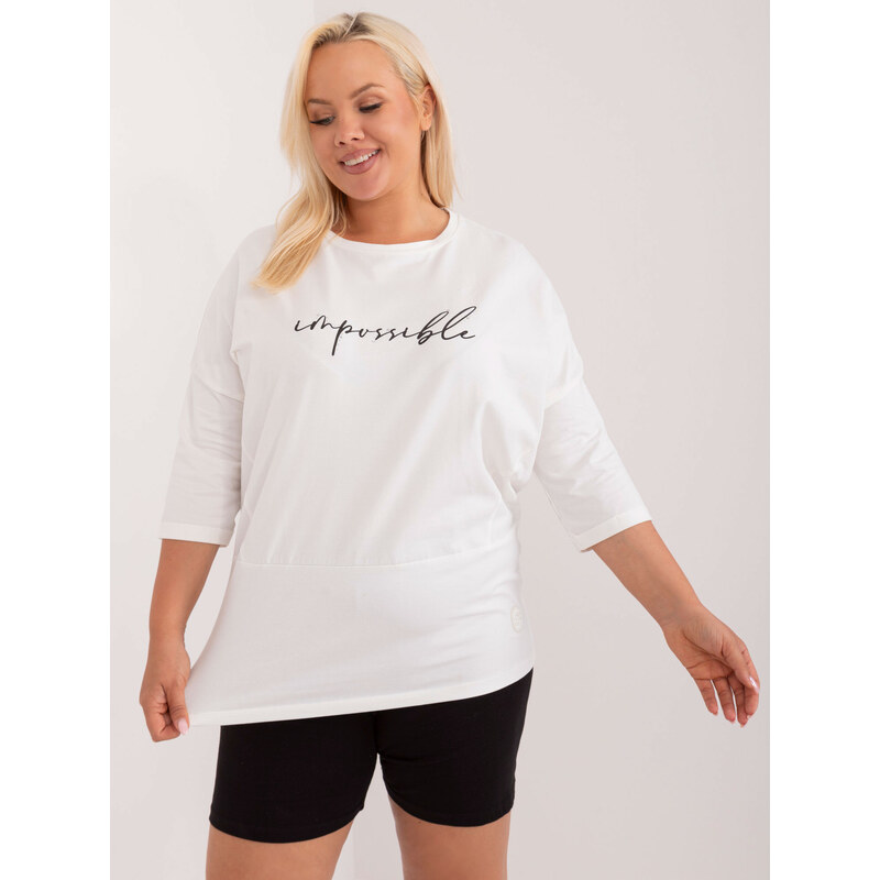 RELEVANCE Smotanové tričko s nápisom a kamienkami RV-BZ-9364.99-ecru 57955681