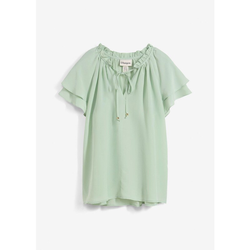 bonprix Tunika s hodvábnym podielom, farba zelená 62972376
