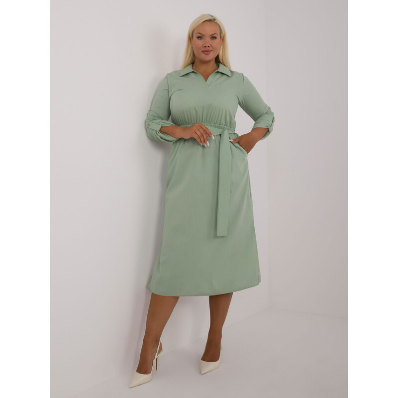 BASIC Svetlozelené bavlnené plus size šaty LK-SK-509675.88-green 57070555