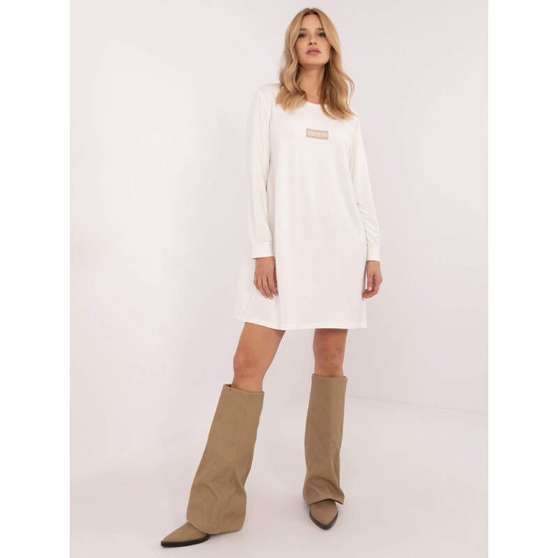 RELEVANCE Smotanové dámske mikinové šaty s nášivkou RV-SK-A-165.61 60176194