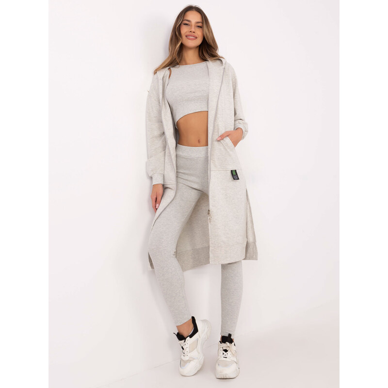 BASIC Svetlosivá dámska trojdielna súprava s mikinou na zips EM-KMPL 61718241