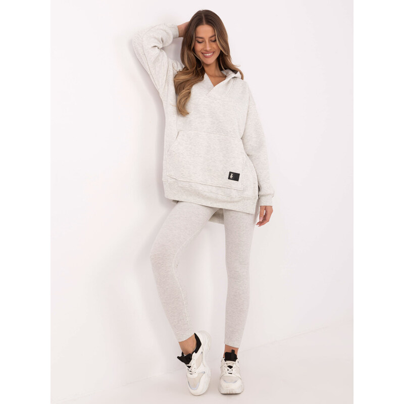 BASIC Svetlosivá dámska trojdielna súprava s asymetrickou mikinou EM 61779962