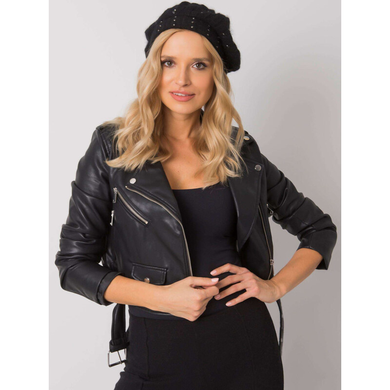 BASIC Čierny baret s kamienkovým zdobením AT-CZ-DM-39055-black 29439857