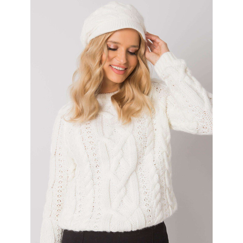 BASIC Smotanová pletená čiapka so šiltom AT-CZ-H-615-ecru 29439829