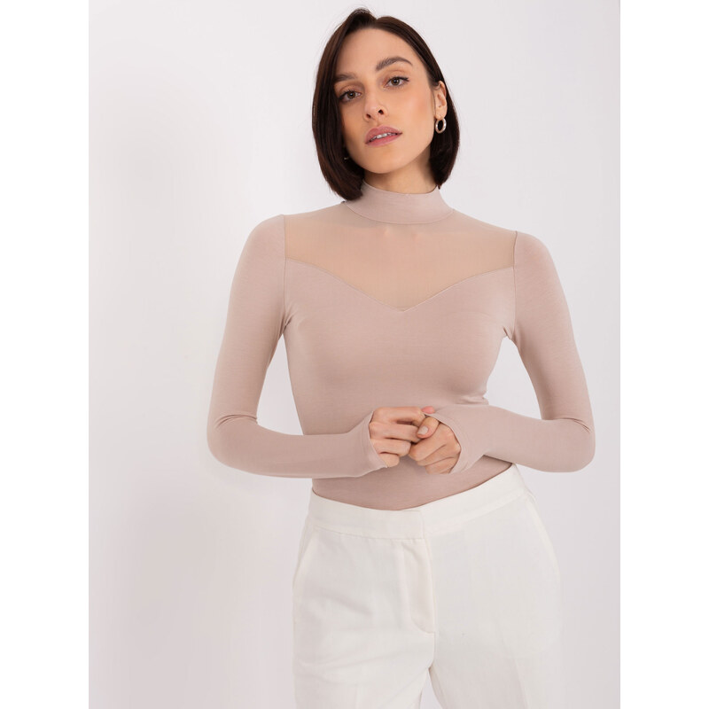BASIC FEEL GOOD Béžové tričko s priesvitným chrbtom RV-BZ-9203.87P 47014229