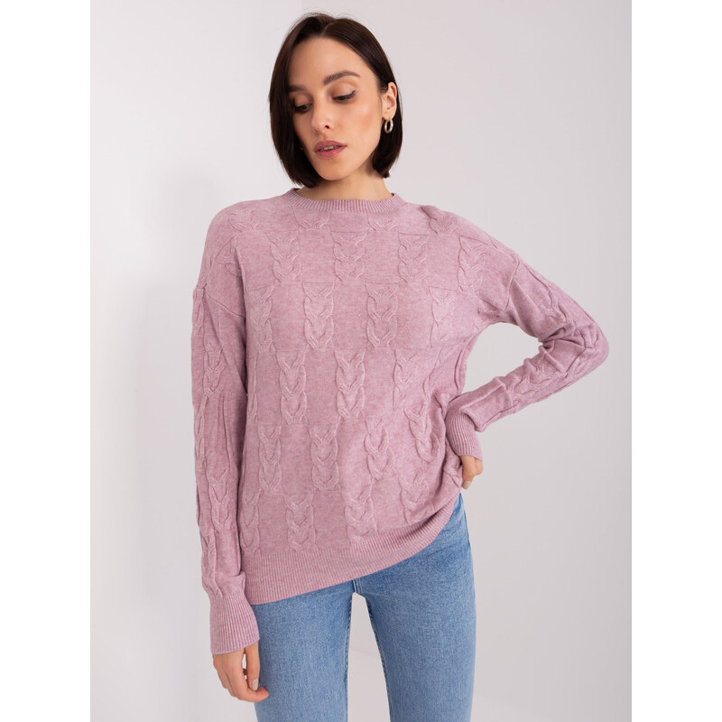 ITALY MODA Svetlofialový pletený sveter so vzorom AT-SW-2340.80-light 57953818