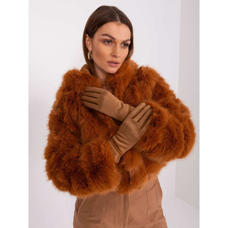 ITALY MODA Camel elegantné rukavice AT-RK-238601.31P-camel 57954124