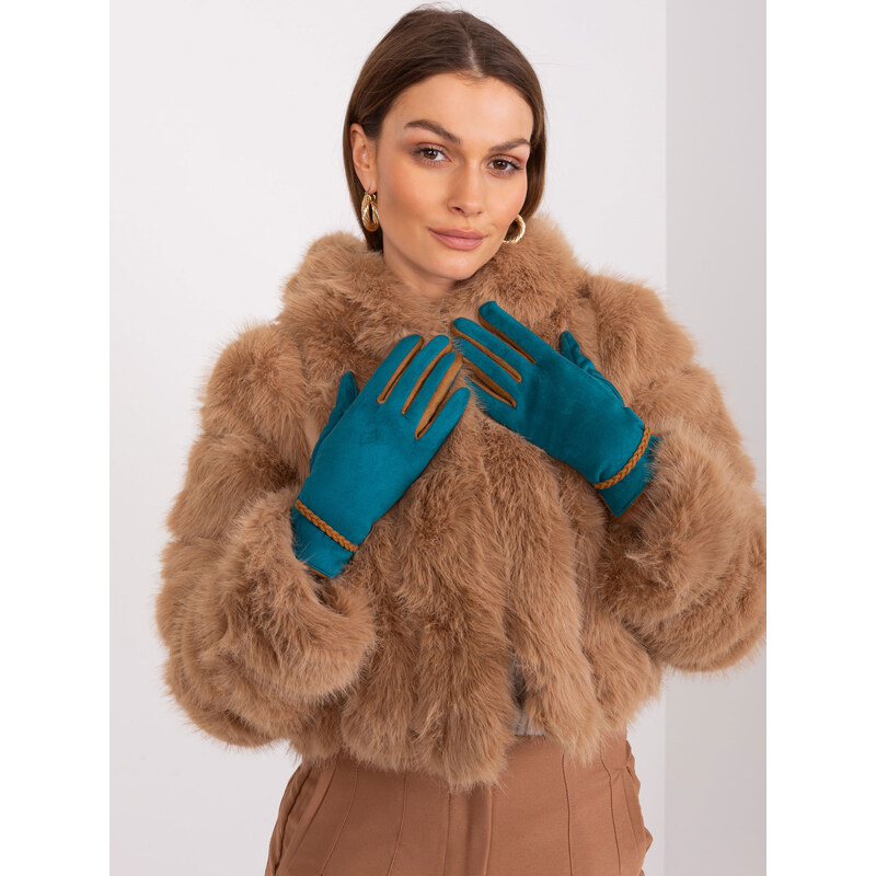 ITALY MODA Modro-zelené elegantné rukavice AT-RK-238601.78-blue 57954133