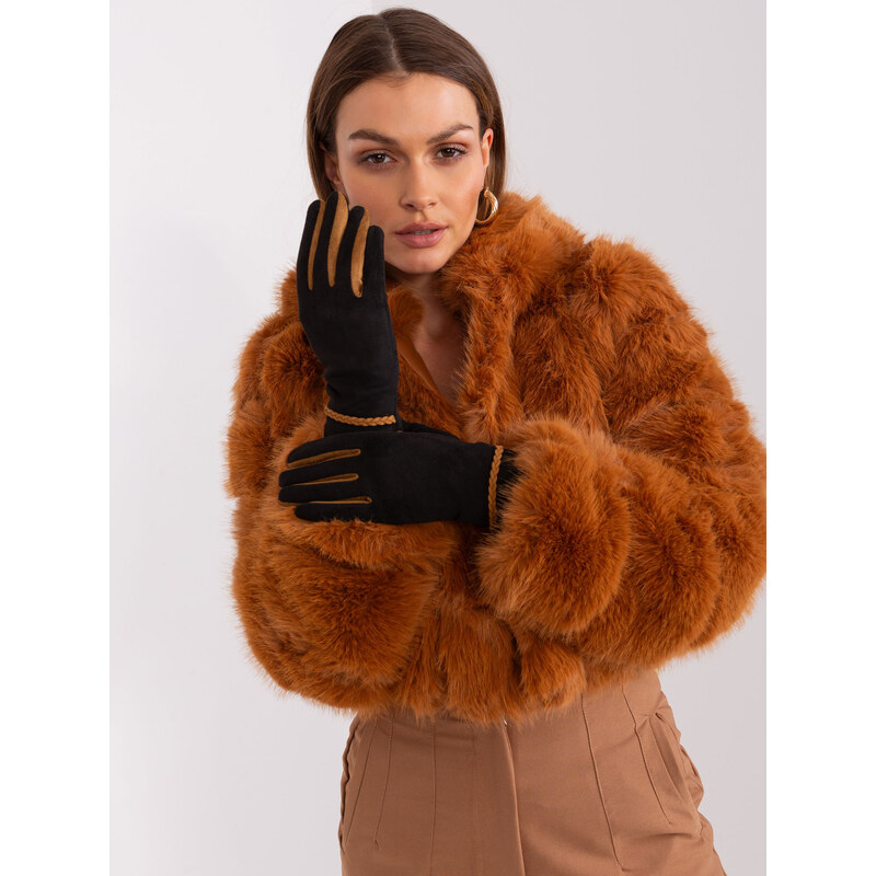 ITALY MODA Čierne elegantné rukavice -AT-RK-238601.78-black 57954132