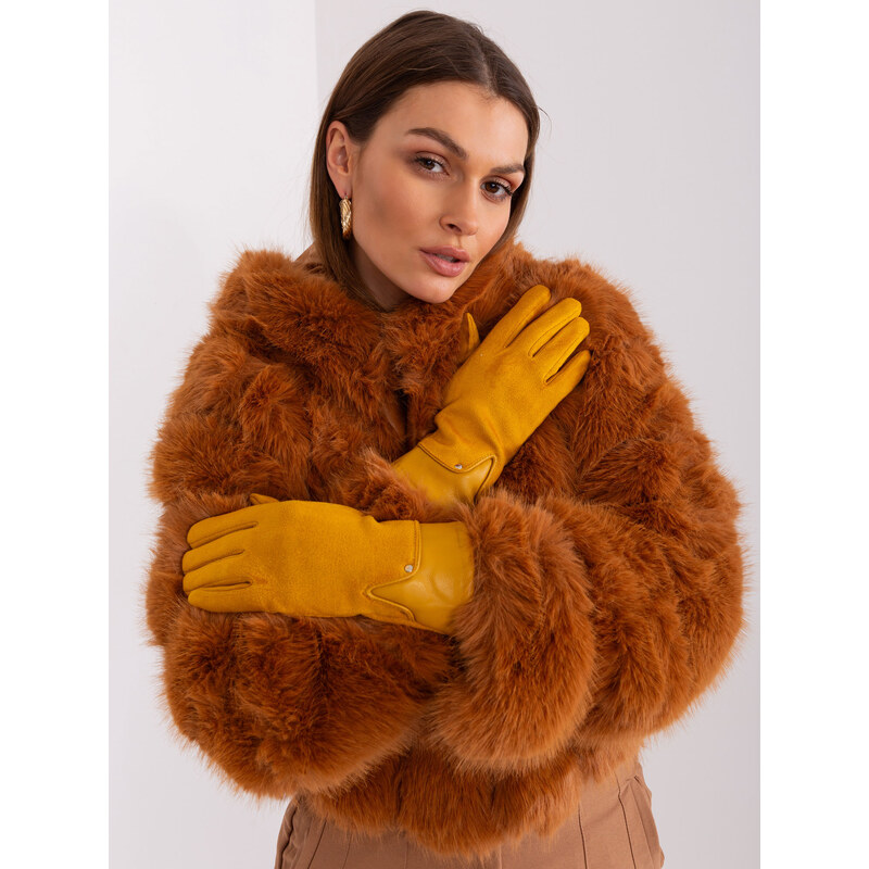 ITALY MODA Horčicové elegantné rukavice AT-RK-239507.26P-dark yellow 57954143