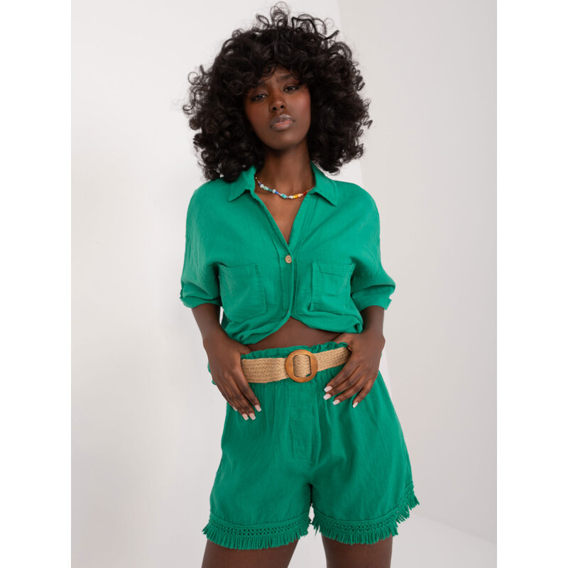 ITALY MODA Zelené plátené šortky DHJ-SN-5536.34X-green 57955381