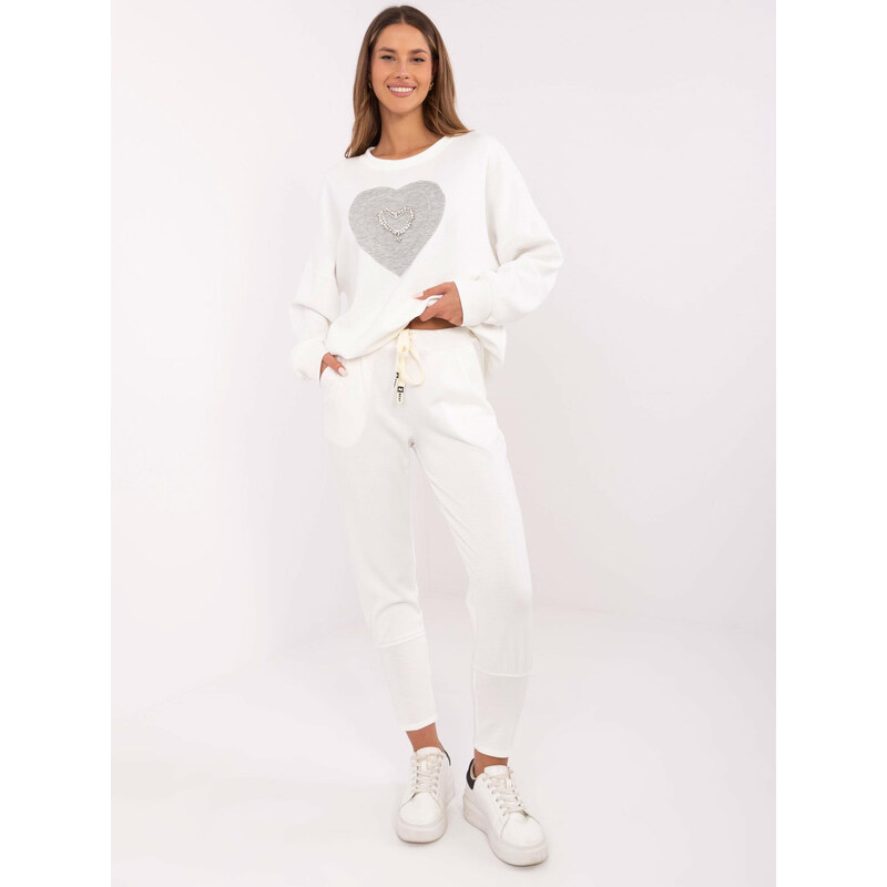 ITALY MODA Smotanové dámske tepláky DHJ-SP-9283.83P-ecru 66149373