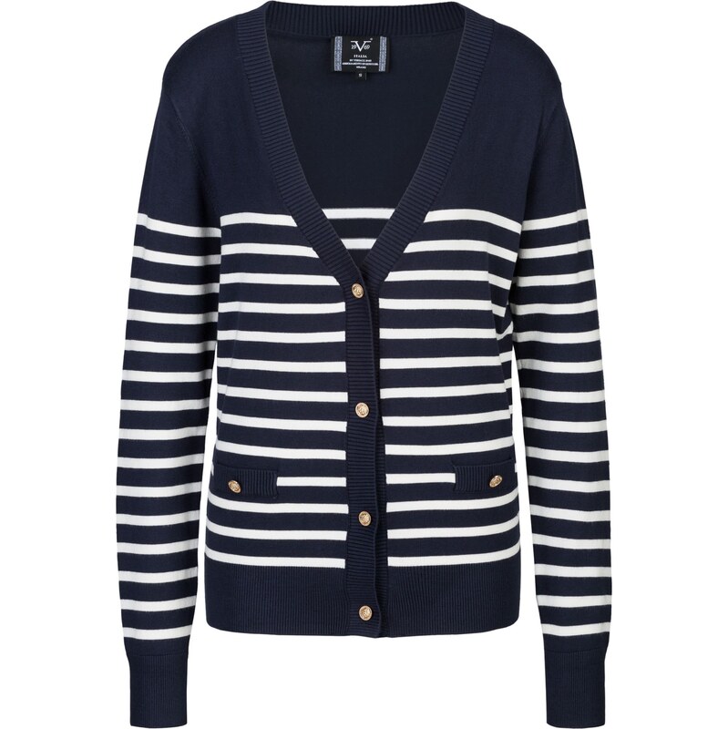 19V69 ITALIA Kardigán Fulvia námornícka modrá / biela 63068529