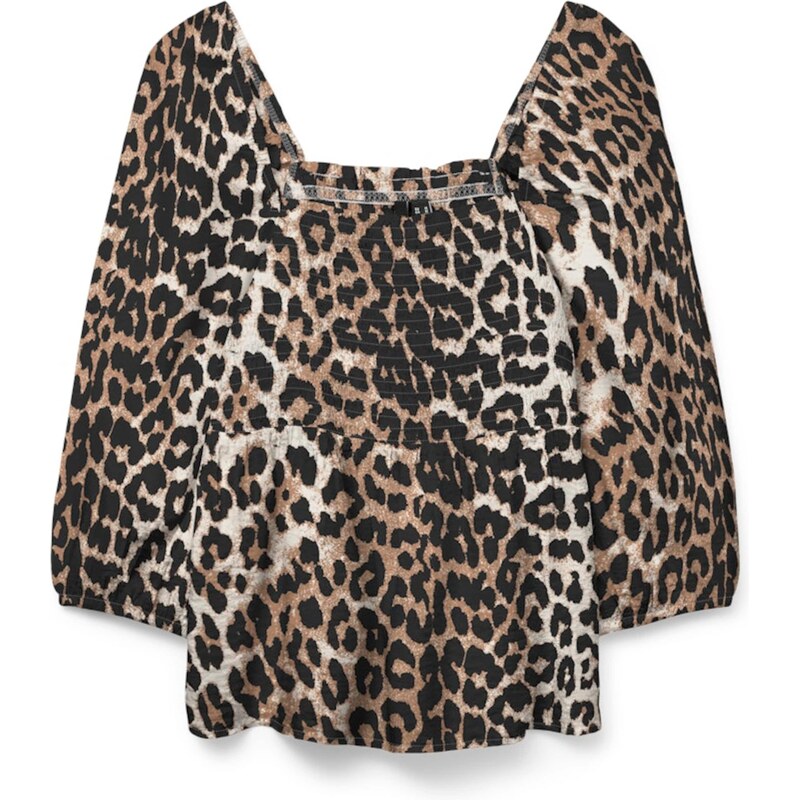 VERO MODA Blúzka VMJOSIE krémová / brokátová / tmavohnedá 63059946