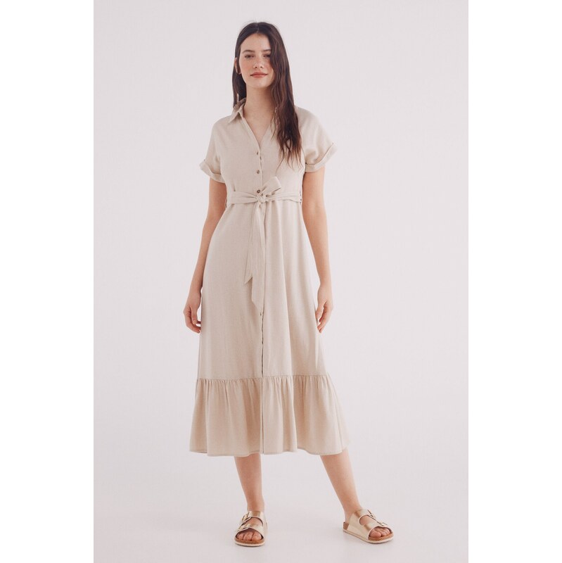 SPRINGFIELD Midi košeľové šaty s opaskom 63062636