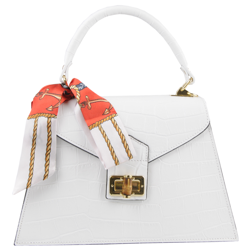 Biela kožená talianska crossbody kabelka Flavia Cocco Bianca 63069413