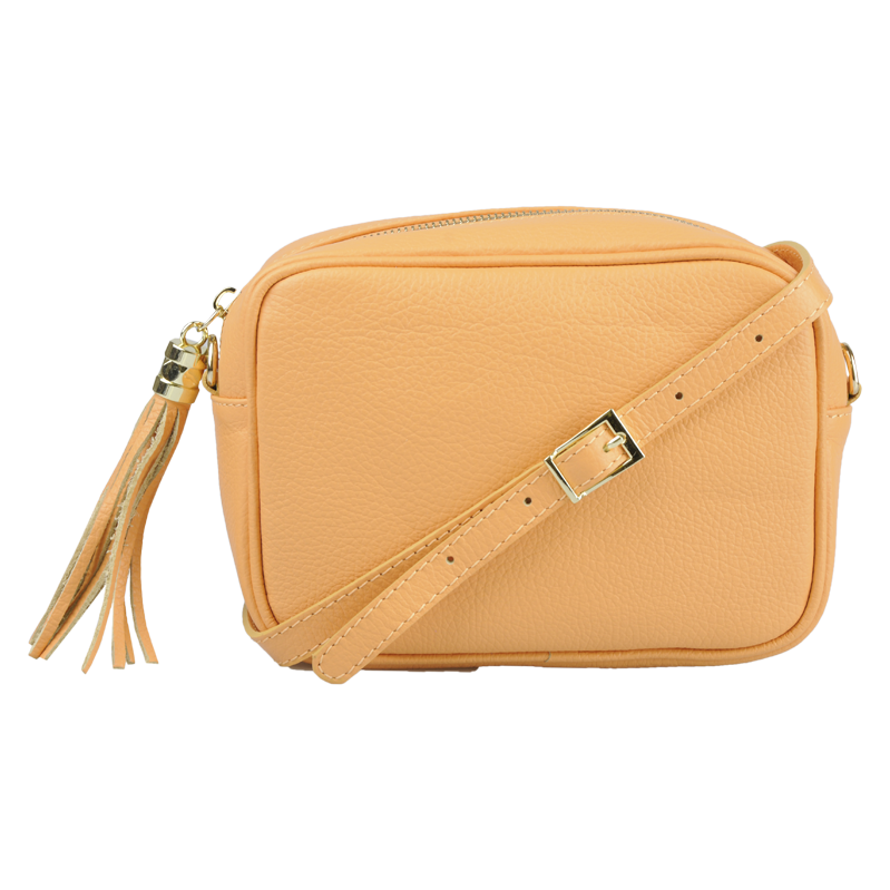Oranžová kožená talianska crossbody kabelka Bala Apricot NovaKabelka 63069415