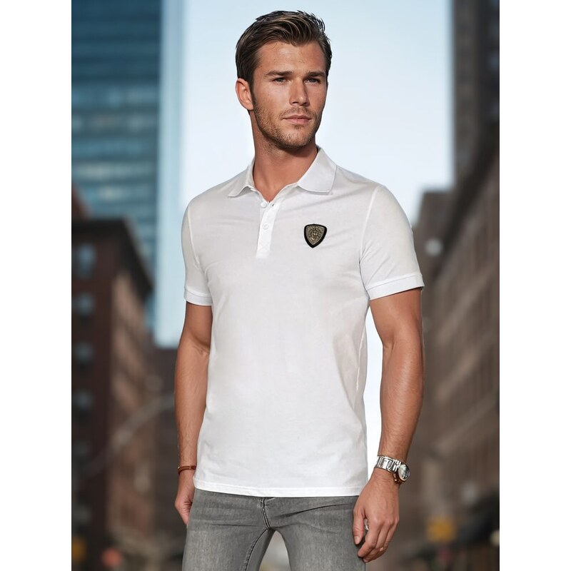 Dstreet Pánska biela polokošeľa s výrazným logom 63072196