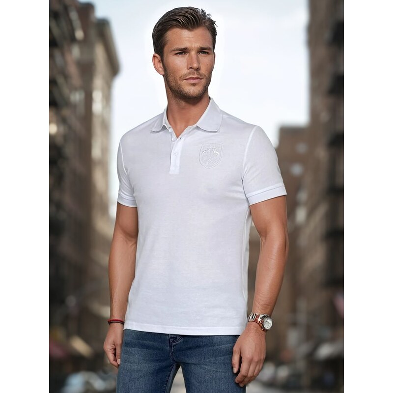 Dstreet Pánska biela polokošeľa s logom 63072194