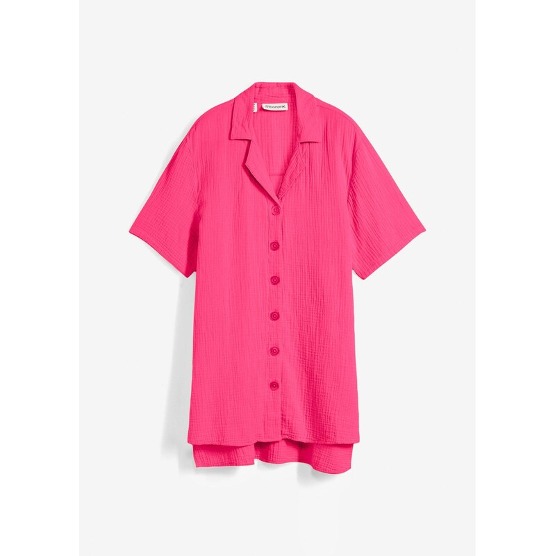 bonprix Košeľová blúza z mušelínu, farba ružová 45021821