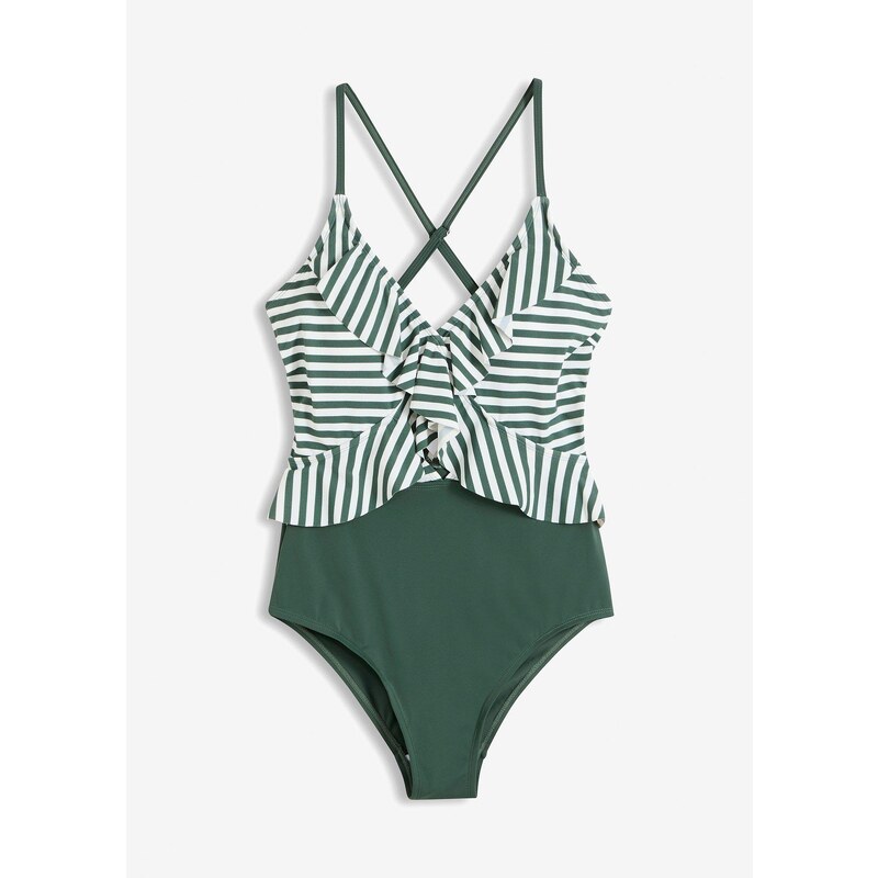 bonprix Plavky s volánom, farba zelená 48977241