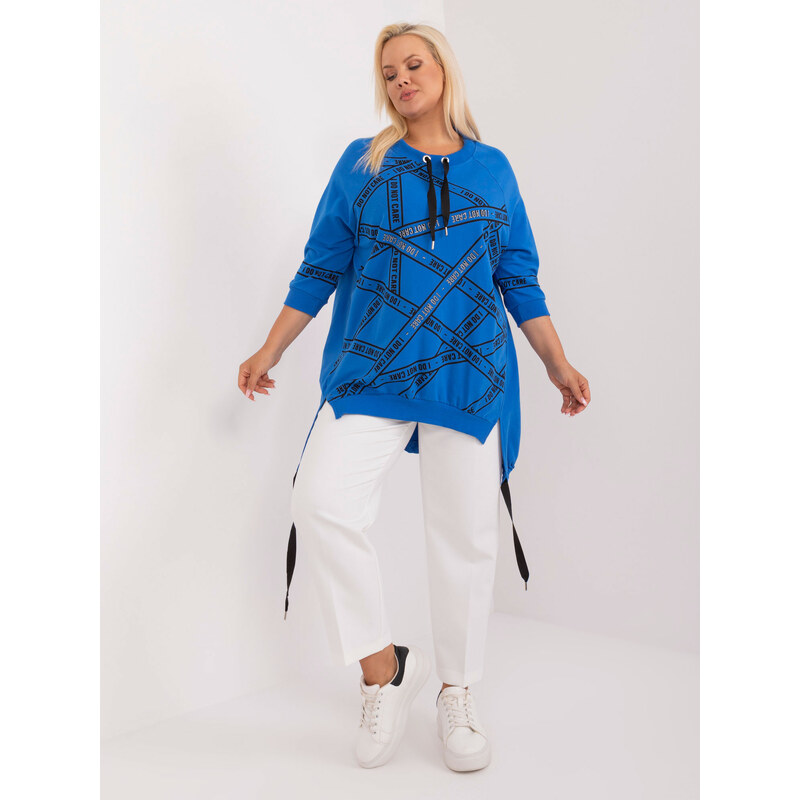 RELEVANCE Modrá mikinová tunika s potlačou a 3/4 rukávom RV-TU-7598.94 57955737