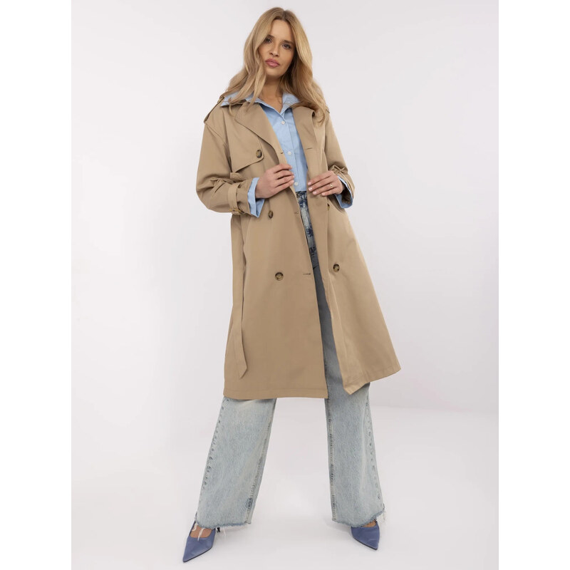 BASIC Béžový dámsky trenčkot NM-PL-DD0369-C.81-dark beige 62741052