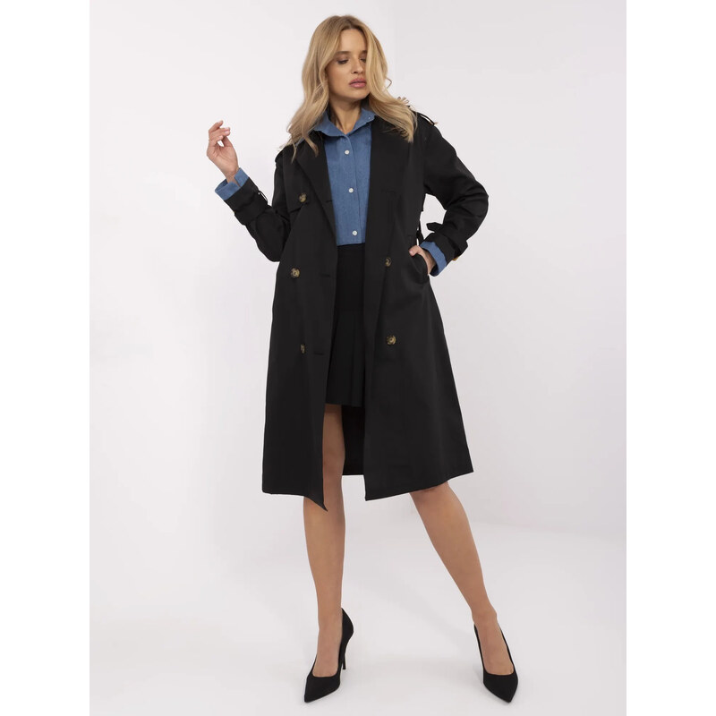 BASIC Čierny dámsky trenčkot NM-PL-DD0370-B.00-black 62741053